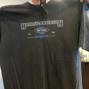 Harley-Davidson Charcoal Tee with Blue Accents